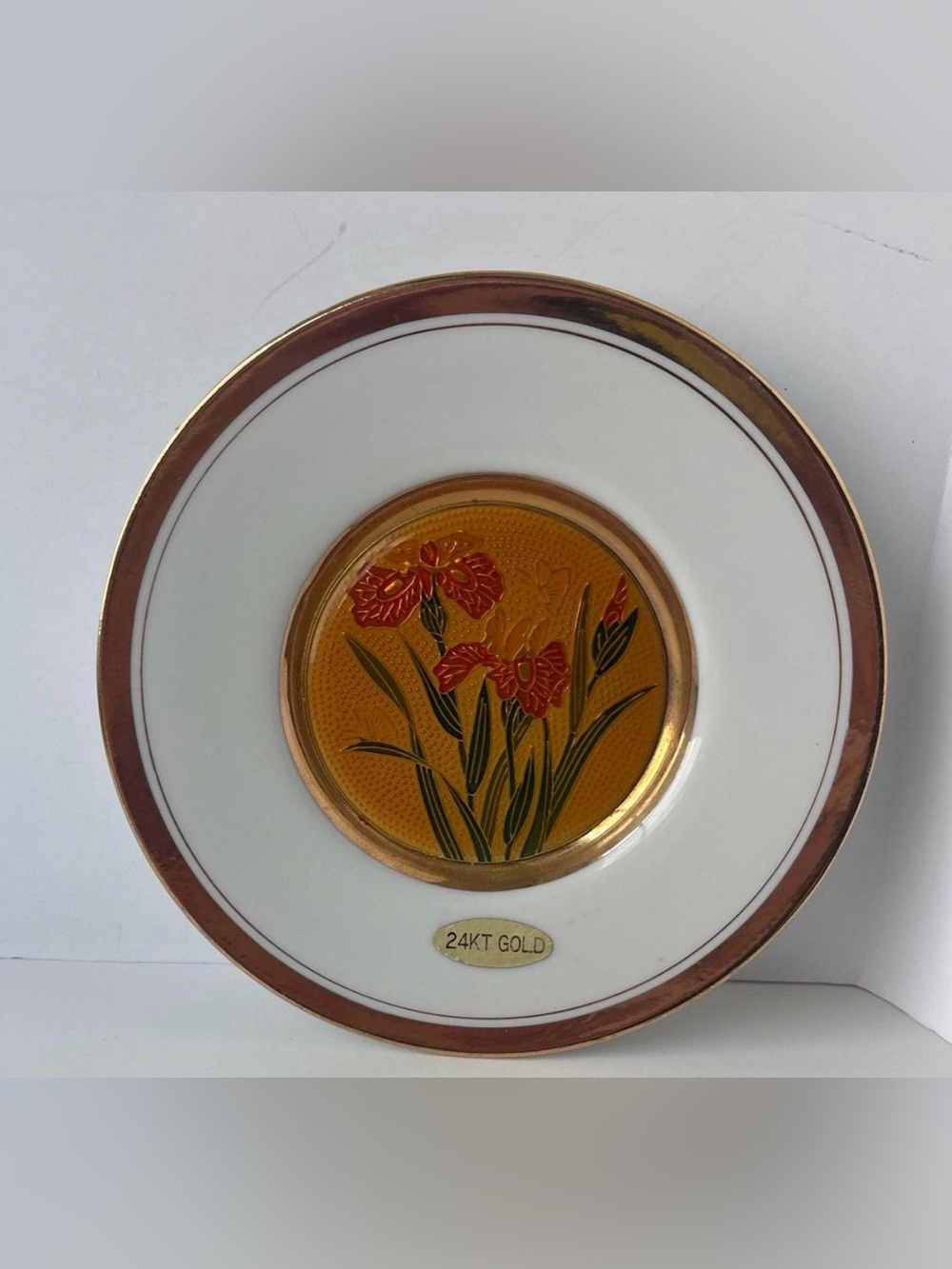 The Art of CLOISONNE Plate Fusing Glass & Metal 24KT Edged Made in Japan